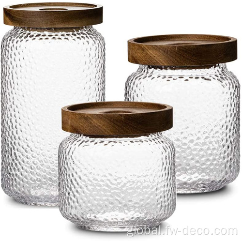 Small Glass Containers Hammered Glass Jar Containers for Kitchen Manufactory